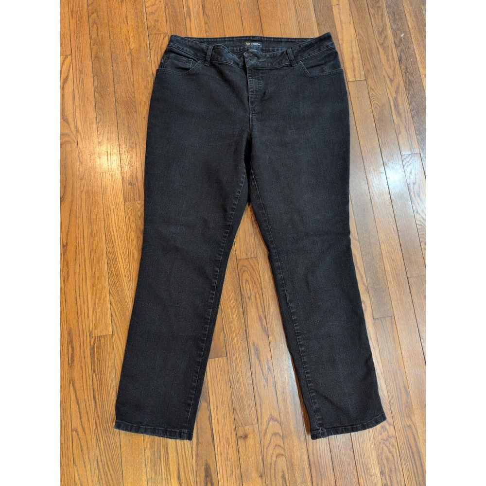Lee Plus Relaxed Fit Straight Leg High Rise Black Jeans Instantly Slims 20W Long